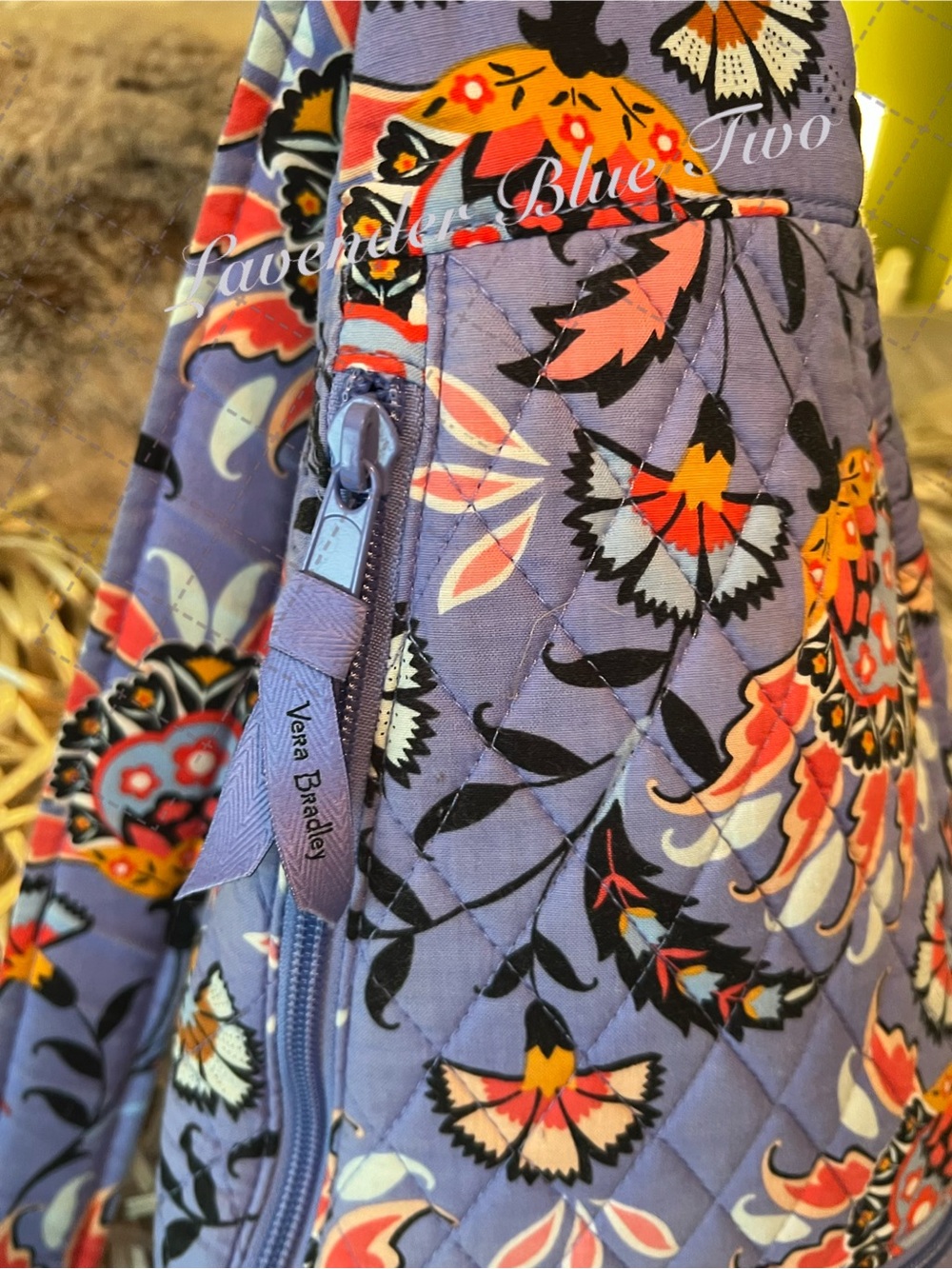 VERA BRADLEY Mural Garden Essentials Lighten Up Sling Lavender Purple Orange Flo - Picture 6 of 14